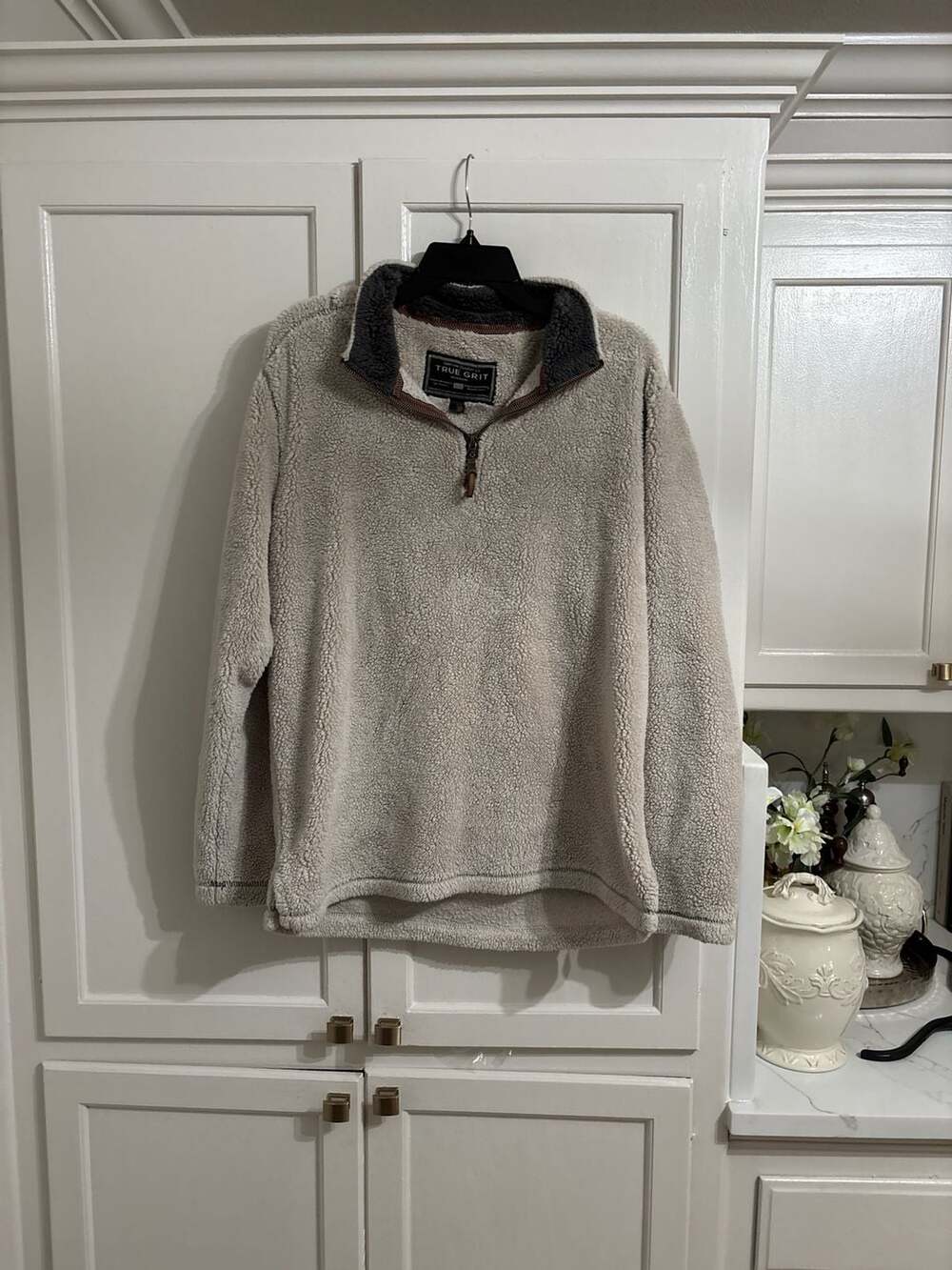 True Grit Frosty Tipped Sherpa Quarter-Zip Pullover, Size M